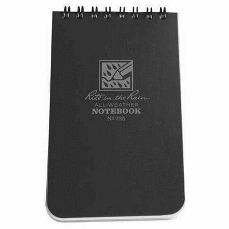 SOTEL SYSTEMS 3 x 5 in. All Weather Spiral Notebook - Universal, Black RR 735